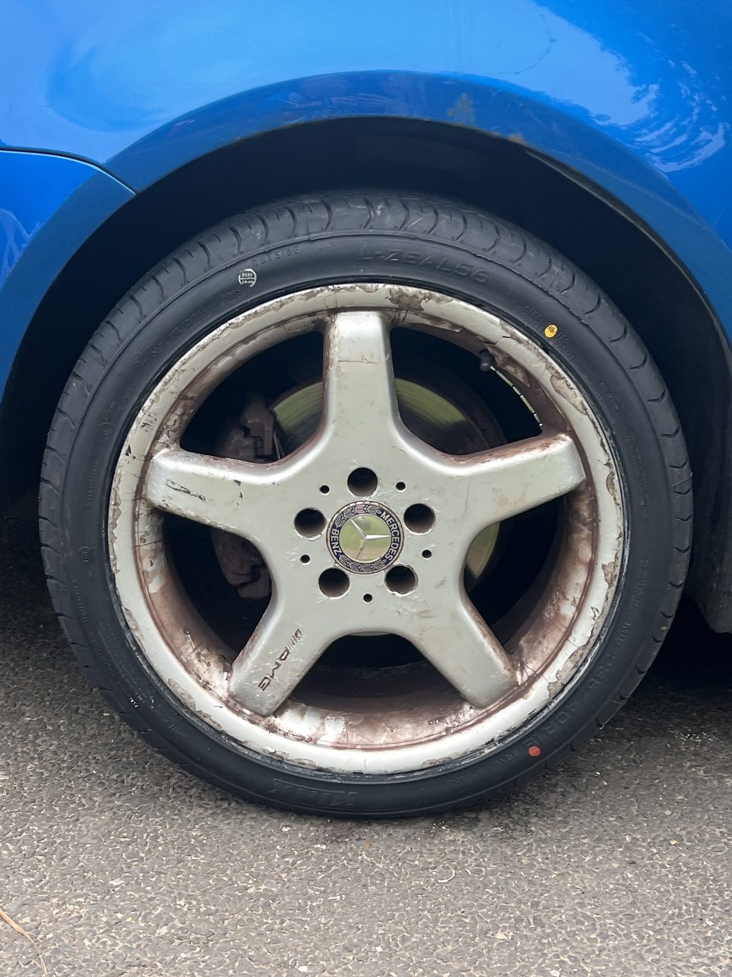After: the same alloy wheel with a new tyre fitted